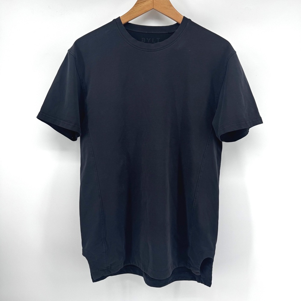 BYLT Basics Premium Tee Mens Medium Black Short Sleeve Drop Cut Crew Neck Shirt